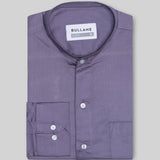 Luce Purple Cotton Plain Mandarin Shirt - Bullane