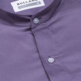 Luce Purple Cotton Plain Mandarin Shirt - Bullane