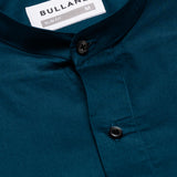 Luce Teal Cotton Plain Mandarin Shirt - Bullane