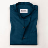 Luce Teal Cotton Plain Mandarin Shirt