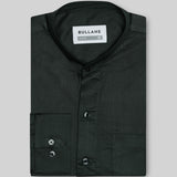 Luce Green Cotton Plain Mandarin Shirt - Bullane