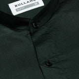 Luce Green Cotton Plain Mandarin Shirt - Bullane