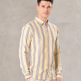 Brex Yellow Premium Cotton Stripe Shirt