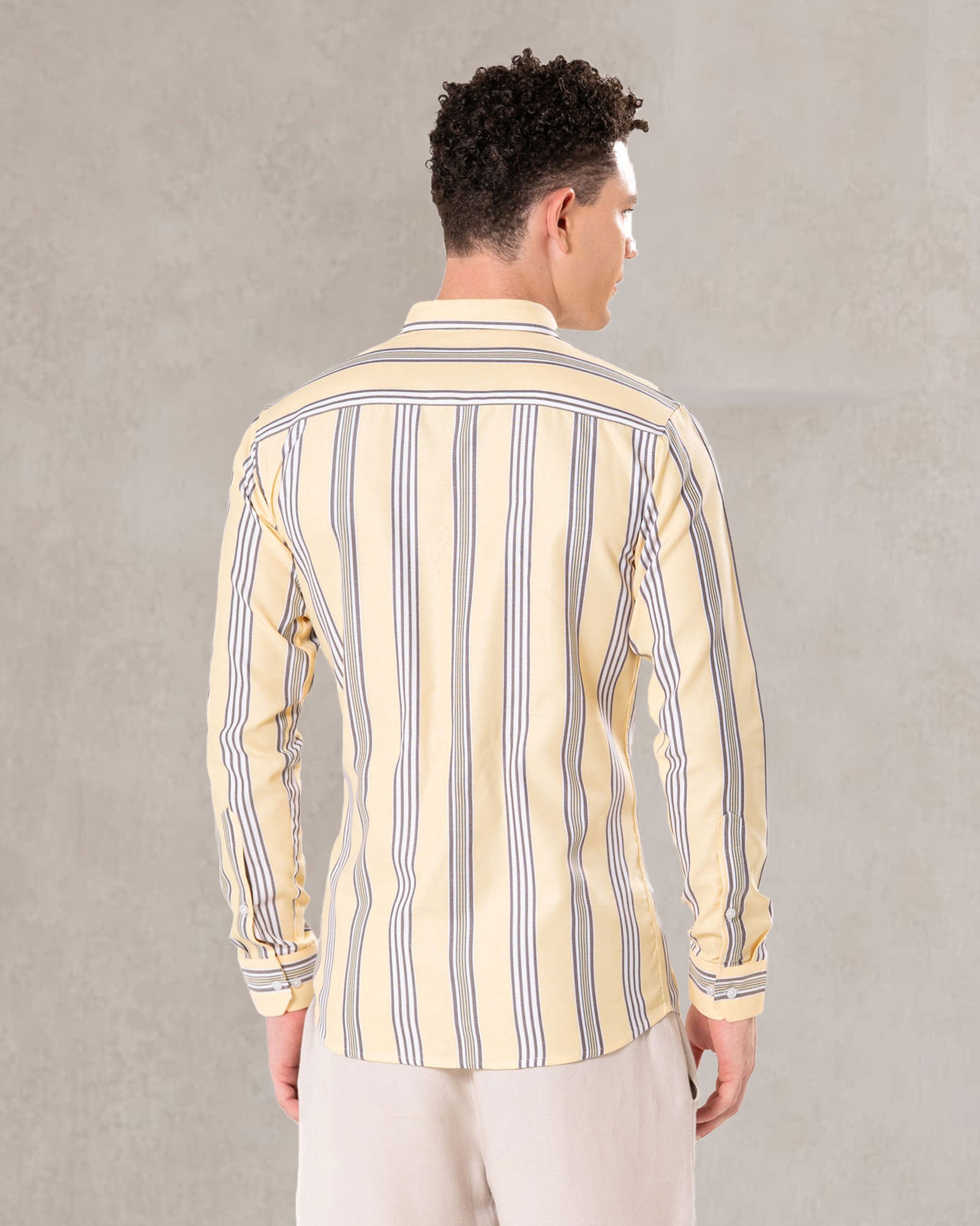 Brex Yellow Premium Cotton Stripe Shirt