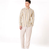 Brex Yellow Premium Cotton Stripe Shirt - Bullane