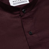 Luce Maroon Cotton Plain Mandarin Shirt - Bullane