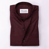 Luce Maroon Cotton Plain Mandarin Shirt