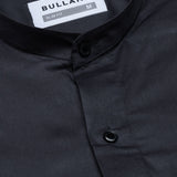 Luce Grey Cotton Plain Mandarin Shirt - Bullane