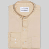 Luce Beige Cotton Plain Mandarin Shirt - Bullane