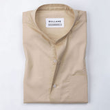 Luce Beige Cotton Plain Mandarin Shirt