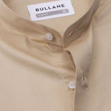 Luce Beige Cotton Plain Mandarin Shirt