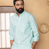 Brex Green Linen Stripe Button Down Shirt