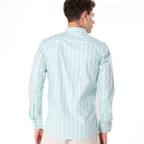 Brex Green Linen Stripe Button Down Shirt - Bullane