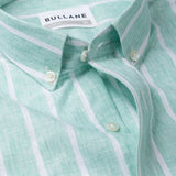 Brex Green Linen Stripe Button Down Shirt