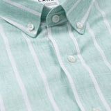 Brex Green Linen Stripe Button Down Shirt