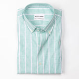 Brex Green Linen Stripe Button Down Shirt