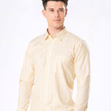 Brex Yellow Linen Stripe Button Down Shirt - Bullane