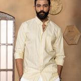 Brex Yellow Linen Stripe Button Down Shirt