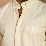 Brex Yellow Linen Stripe Button Down Shirt