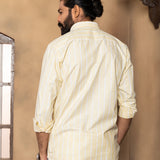 Brex Yellow Linen Stripe Button Down Shirt