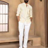 Brex Yellow Linen Stripe Button Down Shirt