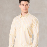 Brex Yellow Linen Stripe Button Down Shirt