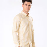 Brex Yellow Linen Stripe Button Down Shirt - Bullane