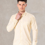 Brex Yellow Linen Stripe Button Down Shirt