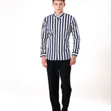 Brex Navy Blue Premium Cotton Stripe Shirt - Bullane