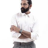 Benedict White Cotton Plain Shirt