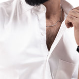 Benedict White Cotton Plain Shirt