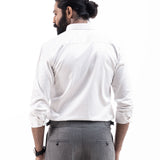 Benedict White Cotton Plain Shirt