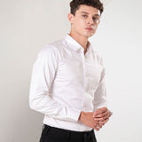 Benedict White Cotton Plain Shirt