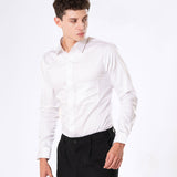 Benedict White Cotton Plain Shirt- Bullane