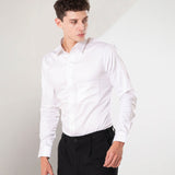 Benedict White Cotton Plain Shirt