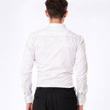 Benedict White Cotton Plain Shirt- Bullane