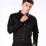 Benedict Black Cotton Plain Shirt- Bullane