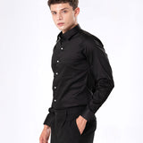 Benedict Black Cotton Plain Shirt- Bullane
