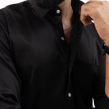 Benedict Black Cotton Plain Shirt