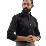 Benedict Black Cotton Plain Shirt