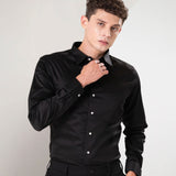 Benedict Black Cotton Plain Shirt