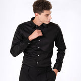 Benedict Black Cotton Plain Shirt- Bullane