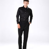 Benedict Black Cotton Plain Shirt- Bullane