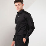 Benedict Black Cotton Plain Shirt