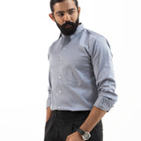 Benedict Silver Cotton Plain Shirt