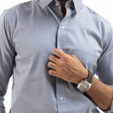 Benedict Silver Cotton Plain Shirt