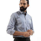 Benedict Silver Cotton Plain Shirt