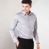 Benedict Silver Cotton Plain Shirt