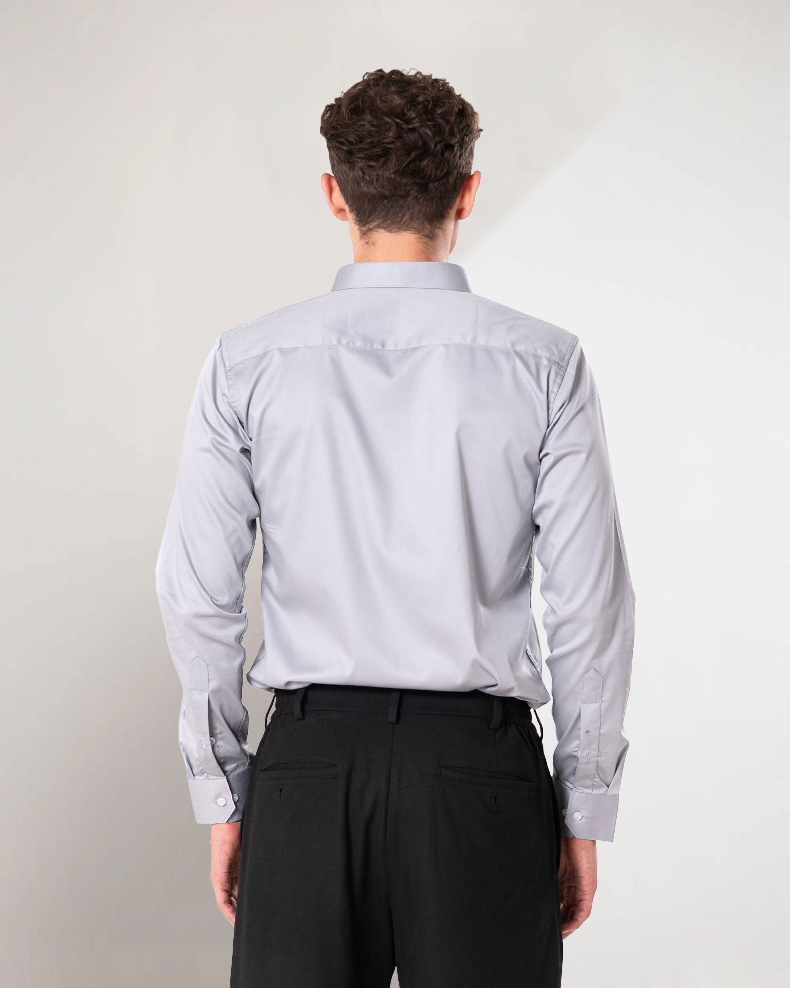 Benedict Silver Cotton Plain Shirt