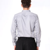 Benedict Silver Cotton Plain Shirt- Bullane